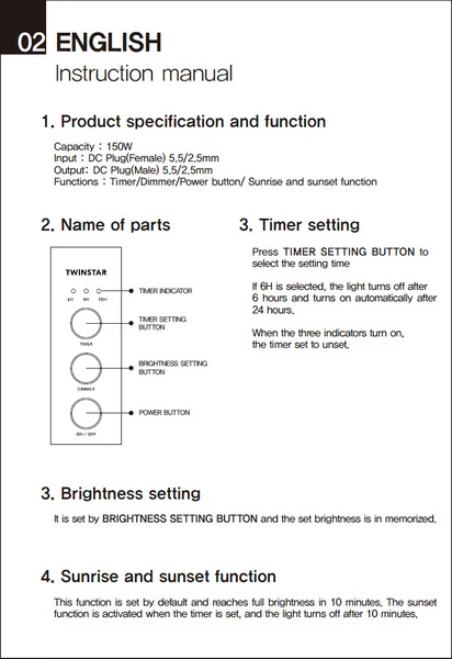 TWINSTAR Dimmer User Manual